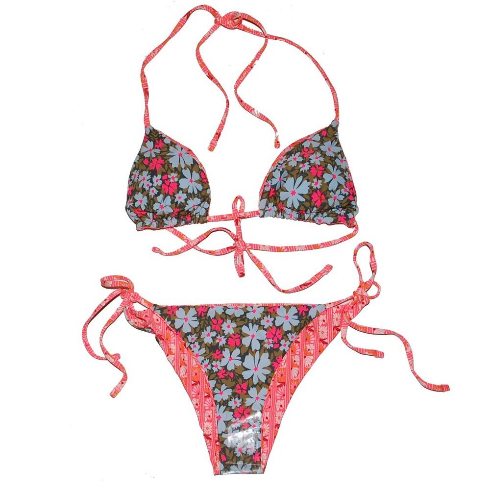 NWT Maaji Triangle Bikini Top & Side Tie Bottom Reversible 2 Pc Set